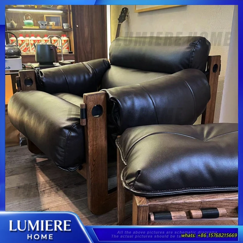 Винтажное кресло-шезлонг из натуральной кожи, ретро-диван для гостиной, кресло для балкона из массива дерева
Винтажное кресло-шезлонг из натуральной кожи, ретро-диван для гостиной, кресло для балкона из массива дерева