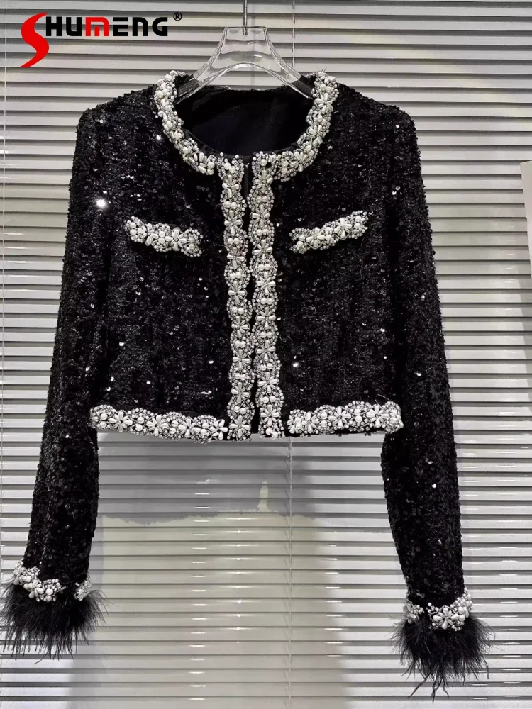 Female 2024 Autumn and Winter New Jackets Small Fragrant Socialite Jackets Ostrich Hair Cuffs Rhinestone Beaded Edge Short Coats
Female 2024 Autumn and Winter New Jackets Small Fragrant Socialite Jackets Ostrich Hair Cuffs Rhinestone Beaded Edge Short Coats