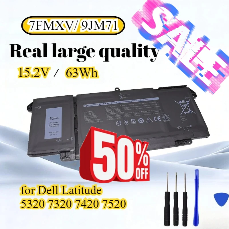 9JM71 7FMXV 15.2V 63Wh Li-ion Laptop Battery for Dell Latitude 5320 7320 7420 7520 with Tools
9JM71 7FMXV 15.2V 63Wh Li-ion Laptop Battery for Dell Latitude 5320 7320 7420 7520 with Tools