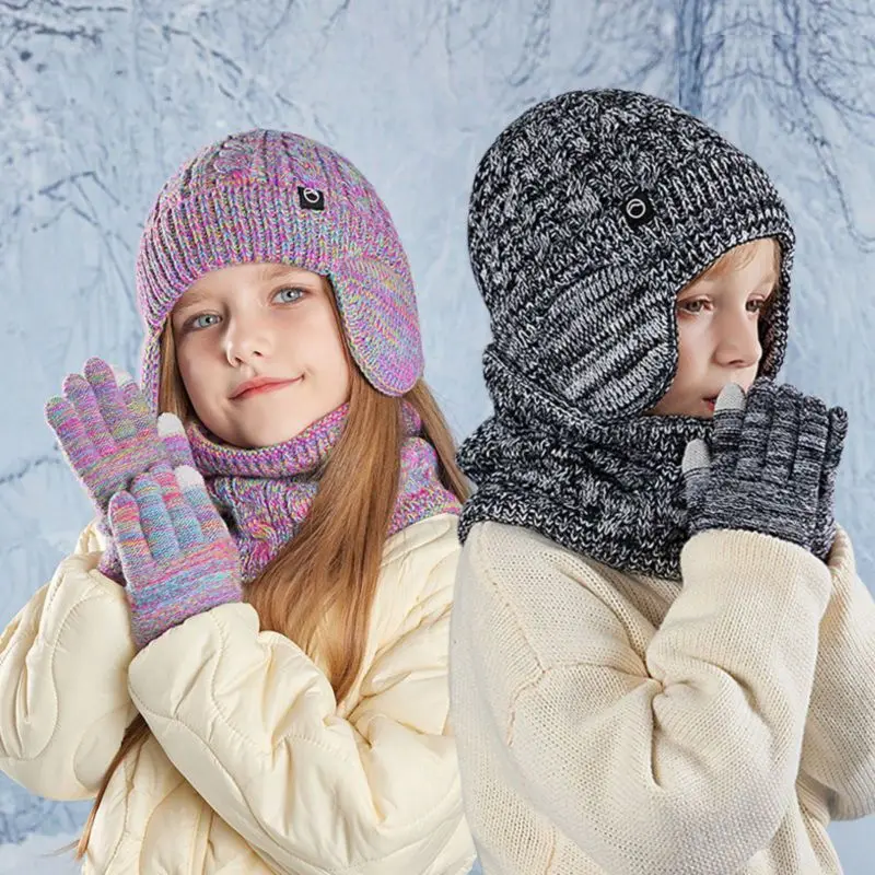 Winter Children Hat Scarf Gloves Set Knitted Kids Beanie Scarves Non Slip Mittens Thermal Neck Warmer Windproof Hat Scarf
Winter Children Hat Scarf Gloves Set Knitted Kids Beanie Scarves Non Slip Mittens Thermal Neck Warmer Windproof Hat Scarf