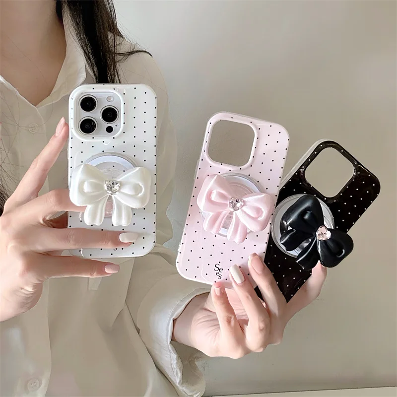 Korean Little Polka Dot Magnetic Phone Case For iPhone 17 Pro 16 15 14 Pro Max Back Cover with Bowknot Stand For Magsafe Cute Ca
Korean Little Polka Dot Magnetic Phone Case For iPhone 17 Pro 16 15 14 Pro Max Back Cover with Bowknot Stand For Magsafe Cute Ca
