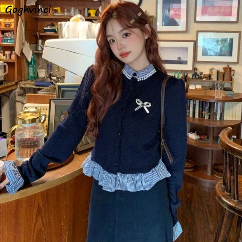 Fake 2 Pcs Cardigans Women Vintage Ruffles Cropped Sweaters Sweet College Autumn New Fashion Chic Knitted Clothes Street Wear
Fake 2 Pcs Cardigans Women Vintage Ruffles Cropped Sweaters Sweet College Autumn New Fashion Chic Knitted Clothes Street Wear