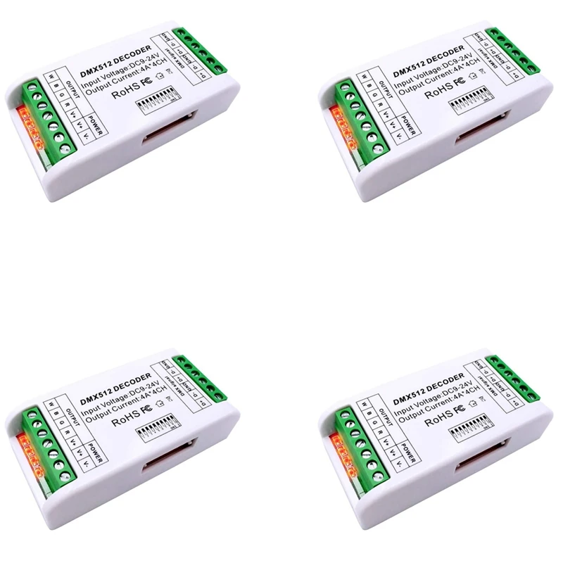 4X Mini 4 Channel DMX RGBW Decoder 16A RGB RGBW Strip Controller DMX 512 Dimmer Driver For LED Strip Lights DC9-24V
4X Mini 4 Channel DMX RGBW Decoder 16A RGB RGBW Strip Controller DMX 512 Dimmer Driver For LED Strip Lights DC9-24V