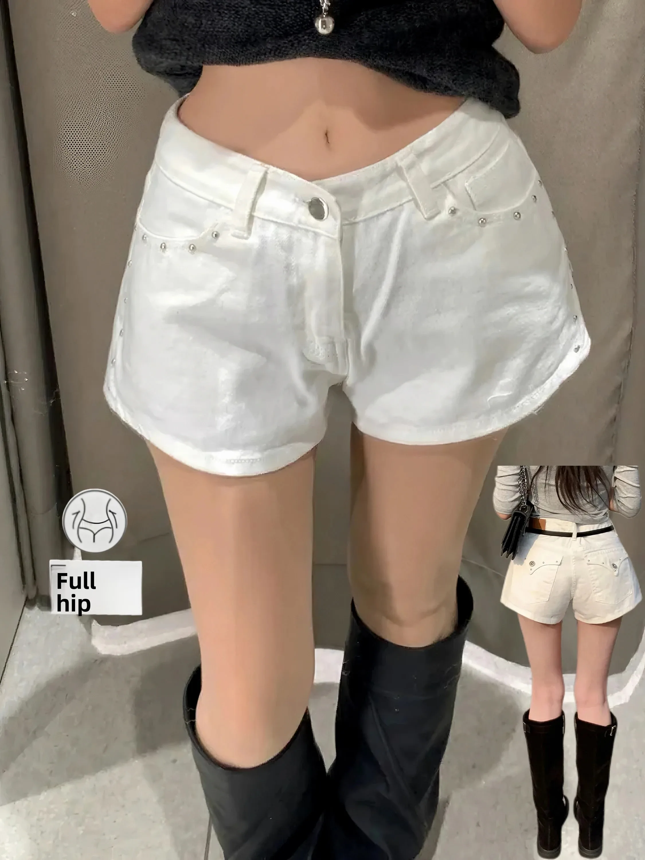Slim Fit Women's Denim Shorts with Waist Cinching Hip Pad Buckle Fastening mid Low Waist Jeans Shorts Tummy Control Hot Pants
Slim Fit Women's Denim Shorts with Waist Cinching Hip Pad Buckle Fastening mid Low Waist Jeans Shorts Tummy Control Hot Pants