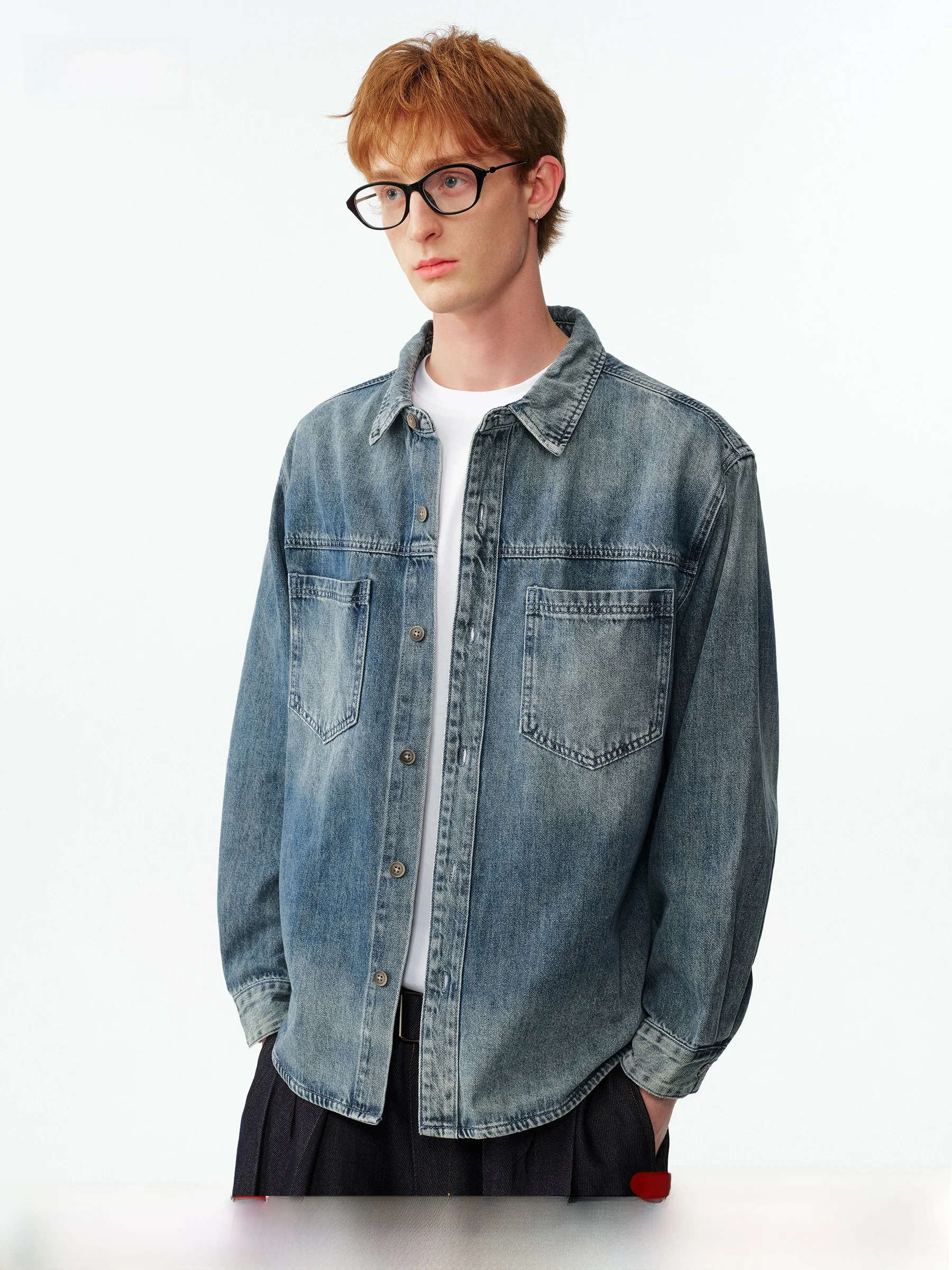 DPX Men's Denim Shirt Spring 2026 Loose Fit Long Sleeve Gradual Washed Versatile Outerwear for Commuting And Daily Wear
DPX Men's Denim Shirt Spring 2026 Loose Fit Long Sleeve Gradual Washed Versatile Outerwear for Commuting And Daily Wear