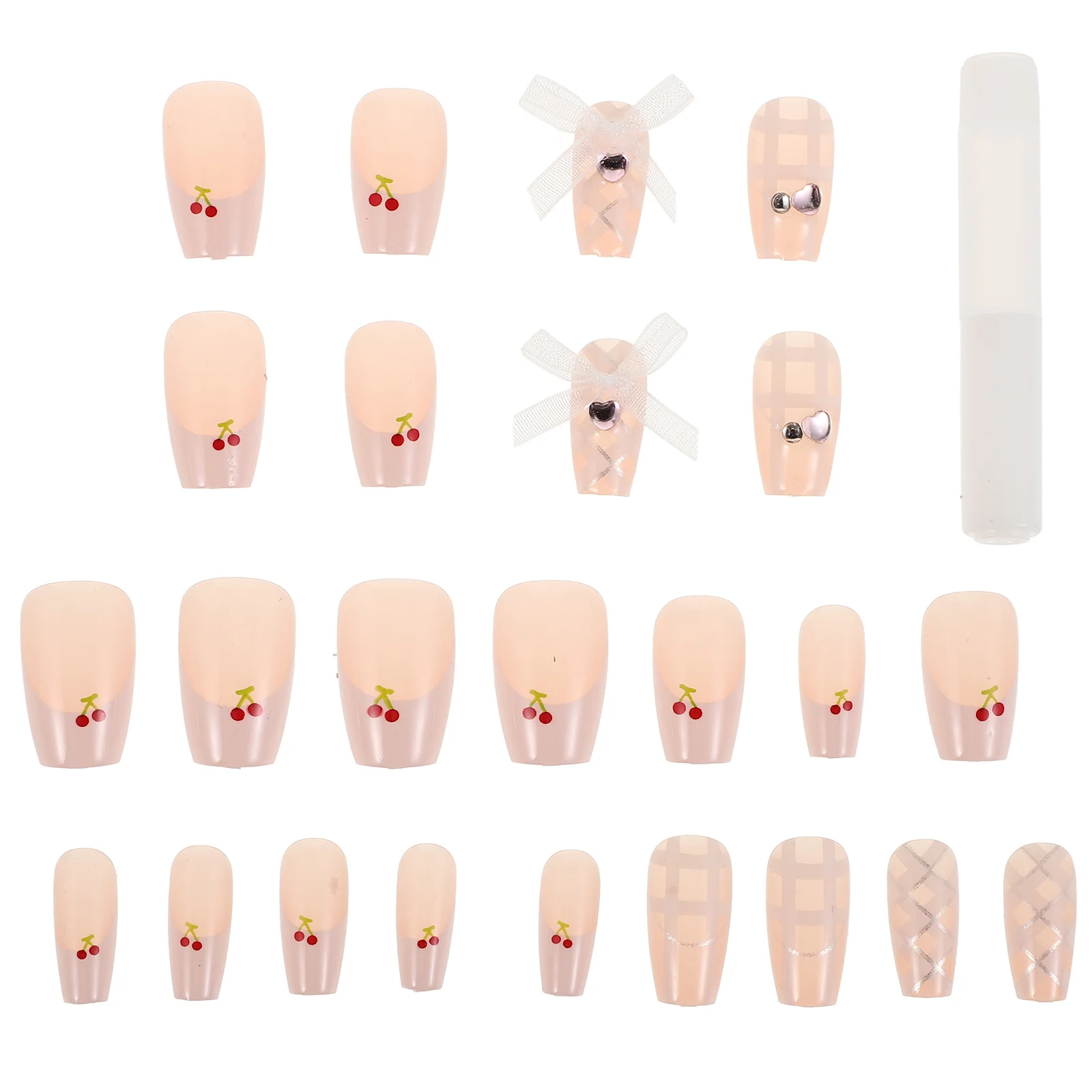 1 Set Coffin Fake Nails Cherry Press Nails Tips False Nails Rhinestone Nails Bow Artificial Nails Cute Manicure Nails for Women
1 Set Coffin Fake Nails Cherry Press Nails Tips False Nails Rhinestone Nails Bow Artificial Nails Cute Manicure Nails for Women