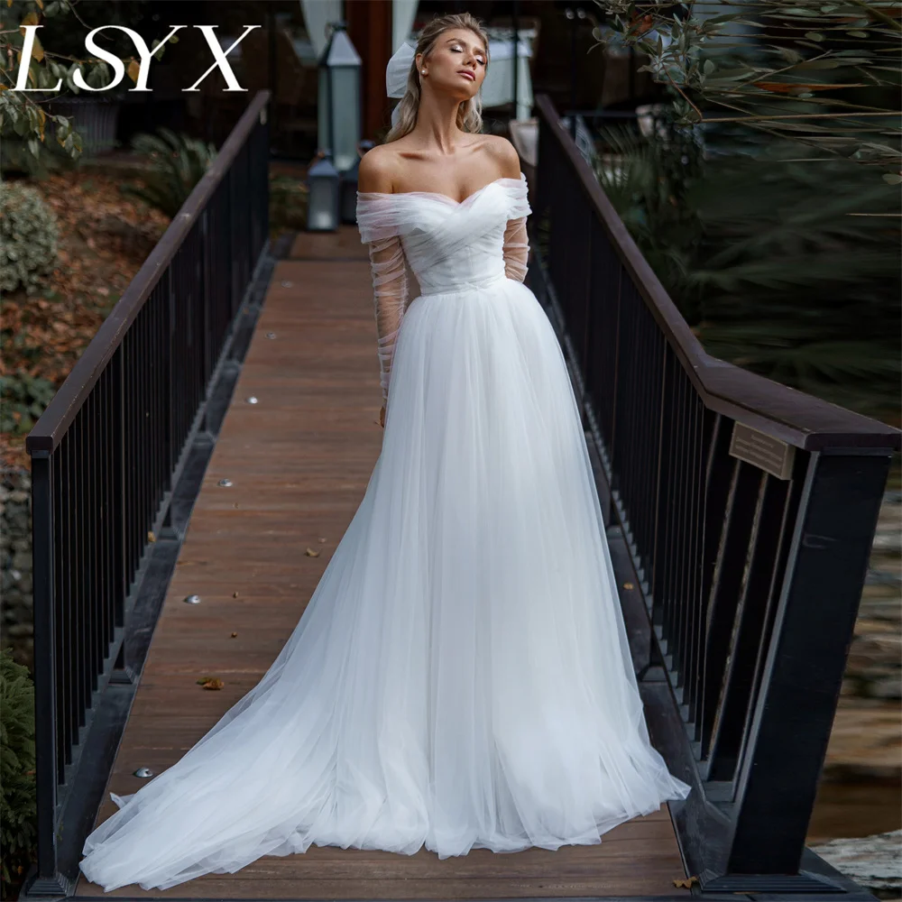 LSYX принцесса Бохо с длинными рукавами с открытыми плечами Тюлевое свадебное платье с пуговицами сзади трапециевидного силуэта сердечный Шлейф Свадебное Платье
LSYX принцесса Бохо с длинными рукавами с открытыми плечами Тюлевое свадебное платье с пуговицами сзади трапециевидного силуэта сердечный Шлейф Свадебное Платье