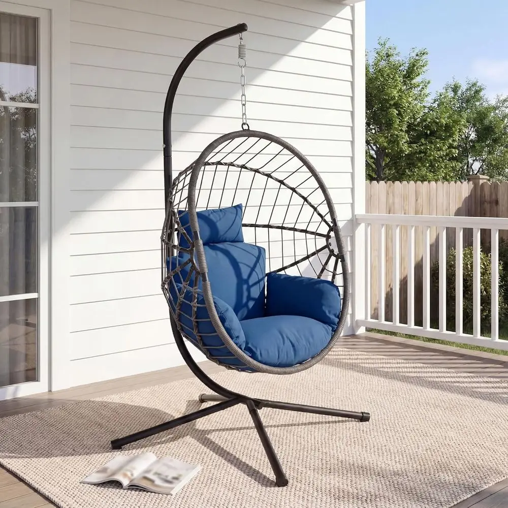 Heavy-Duty Outdoor Indoor Hanging Egg Chair with Stand, Waterproof PE Rattan Wicker Swing Seat, Cushioned, for Patio, Garden, Ba
Heavy-Duty Outdoor Indoor Hanging Egg Chair with Stand, Waterproof PE Rattan Wicker Swing Seat, Cushioned, for Patio, Garden, Ba