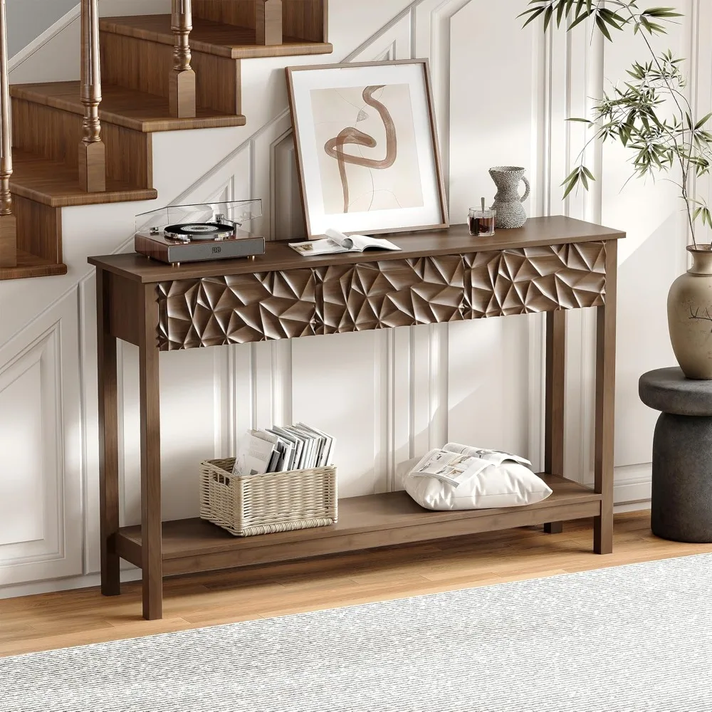 51 Inch Modern Console Table Farmhouse Entryway Table with 3 Drawers Narrow Wood Entry Way Table with Open Storage Shelf Long So
51 Inch Modern Console Table Farmhouse Entryway Table with 3 Drawers Narrow Wood Entry Way Table with Open Storage Shelf Long So