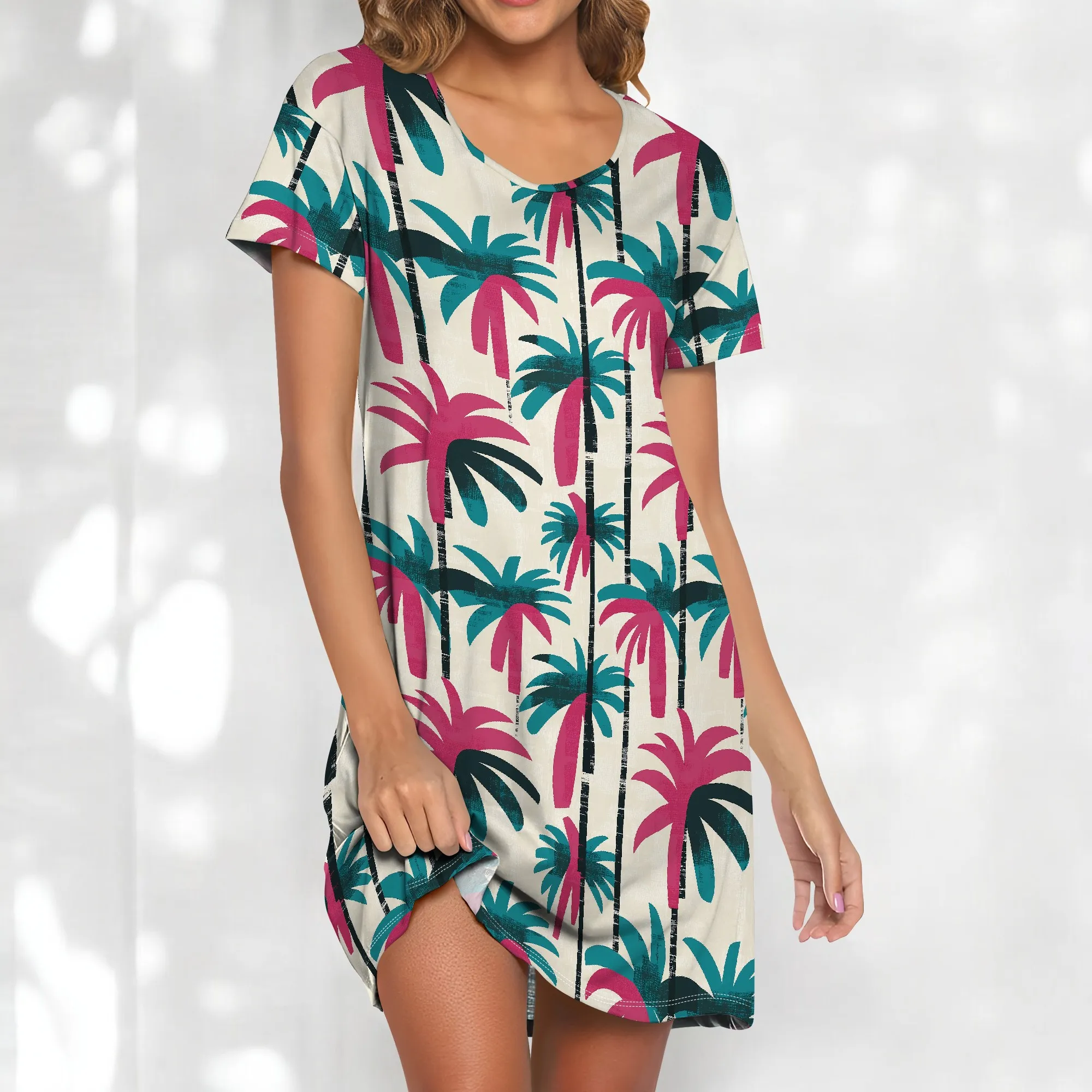 Tropical Palm Tree Print Dress Plus Size Summer Beach Sundress S-3XL Casual Vacation Look
Tropical Palm Tree Print Dress Plus Size Summer Beach Sundress S-3XL Casual Vacation Look