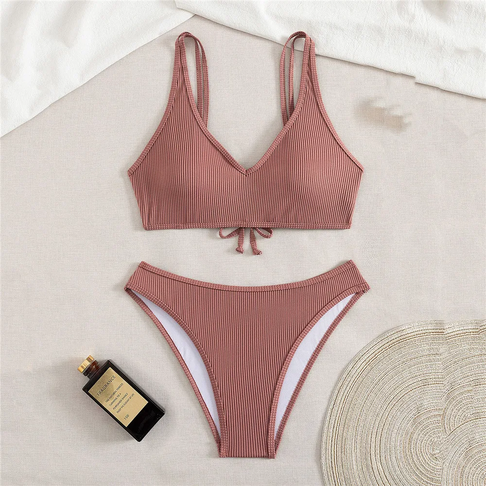 Solid Brown Ribbed Swimwears Sexy Bikinis Sets Push Up Swimsuit Woman 2025 Summer Back Lace-up Bathing Suit Bikini Dames Biquini
Solid Brown Ribbed Swimwears Sexy Bikinis Sets Push Up Swimsuit Woman 2025 Summer Back Lace-up Bathing Suit Bikini Dames Biquini
