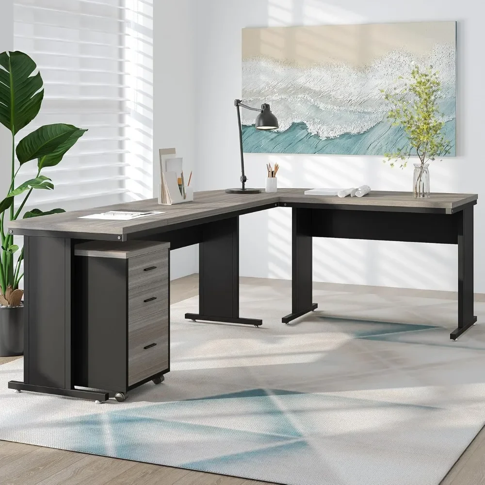 83 Inch L-Shaped Office Desk with 3-Drawer File Cabinet,Storage Drawers, Business Furniture,Large Executive Computer Desk
83 Inch L-Shaped Office Desk with 3-Drawer File Cabinet,Storage Drawers, Business Furniture,Large Executive Computer Desk