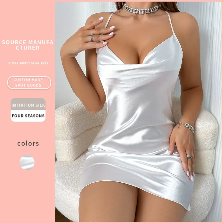 imitation silk sexy fashion backless suspender dress style ice silk print pajamas casual nightdress
imitation silk sexy fashion backless suspender dress style ice silk print pajamas casual nightdress