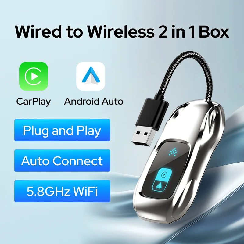 2в1 беспроводной адаптер CarPlay и Android Auto AI Smart Wireless Conversion Box для автомобиля с проводным CarPlay/Android Auto
2в1 беспроводной адаптер CarPlay и Android Auto AI Smart Wireless Conversion Box для автомобиля с проводным CarPlay/Android Auto