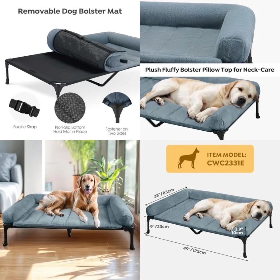 Orthopedic Elevated Dog Bed with Fluffy Plush Bolster Cushion, Indoor Raised Dog Beds for Large Dogs, Soft Pet Sofa Cot with Re
Orthopedic Elevated Dog Bed with Fluffy Plush Bolster Cushion, Indoor Raised Dog Beds for Large Dogs, Soft Pet Sofa Cot with Re