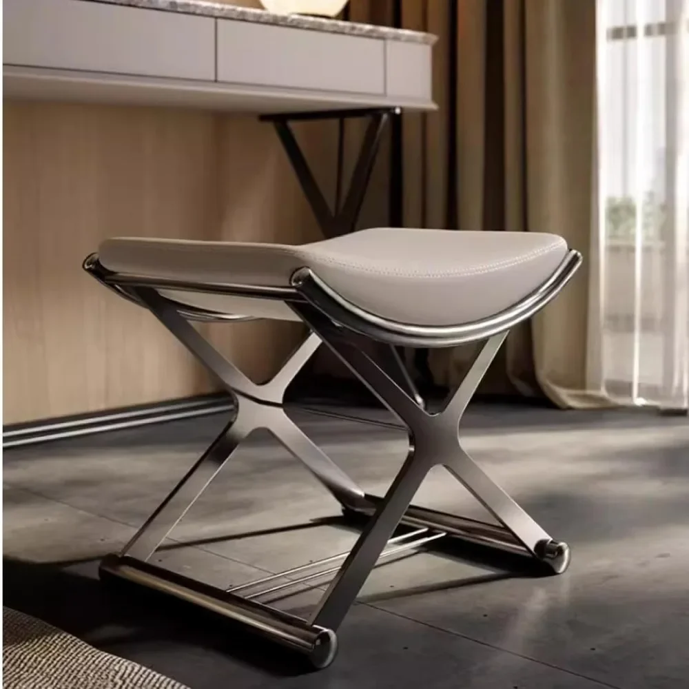 Leather Ottoman Vanity Stool with Metal X Legs, Multifunctional Padded Seat for Makeup, Living Room, Bathroom
Leather Ottoman Vanity Stool with Metal X Legs, Multifunctional Padded Seat for Makeup, Living Room, Bathroom