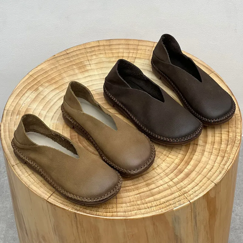 Retro Village Style Women's Cowhide Shoes for Outdoor Leisure Walking Soft Flat ShoesLefu Shoes Brown All Genuine Leather
Retro Village Style Women's Cowhide Shoes for Outdoor Leisure Walking Soft Flat ShoesLefu Shoes Brown All Genuine Leather