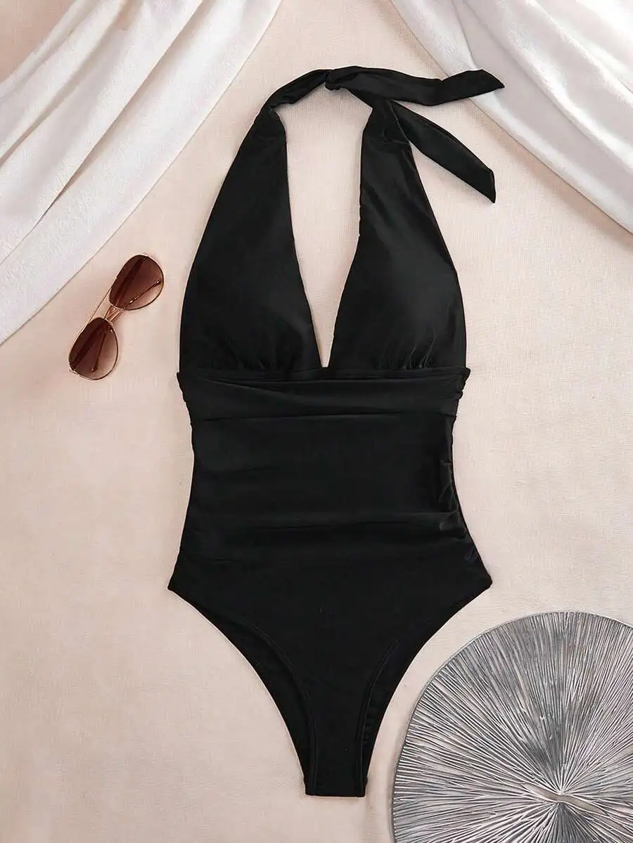 Solid Color Backless Halter One-Piece Swimsuit For Women
Solid Color Backless Halter One-Piece Swimsuit For Women