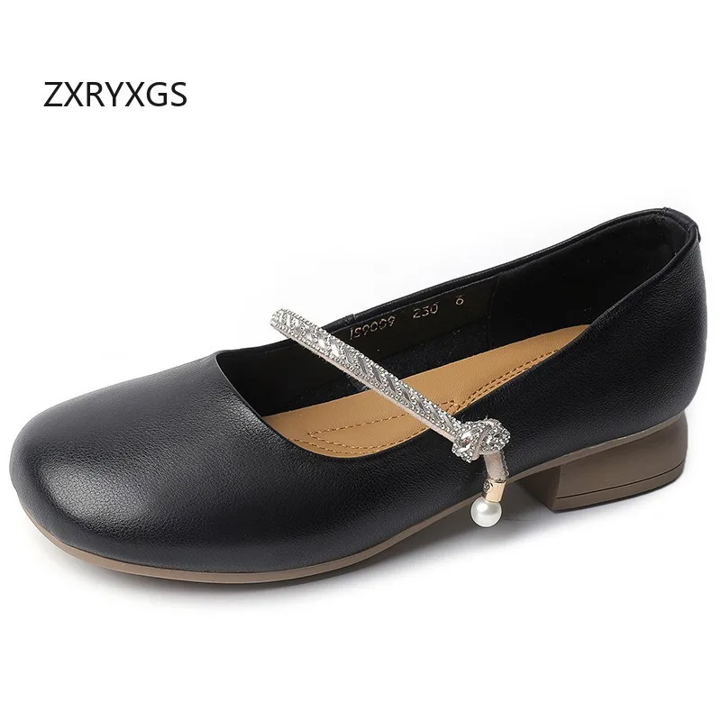 ZXRYXGS 2024 New Round Toe Premium Genuine Leather Rhinestone Shoes Woman Low Heels Large Size Elegance Comfortable Shoes Tide
ZXRYXGS 2024 New Round Toe Premium Genuine Leather Rhinestone Shoes Woman Low Heels Large Size Elegance Comfortable Shoes Tide