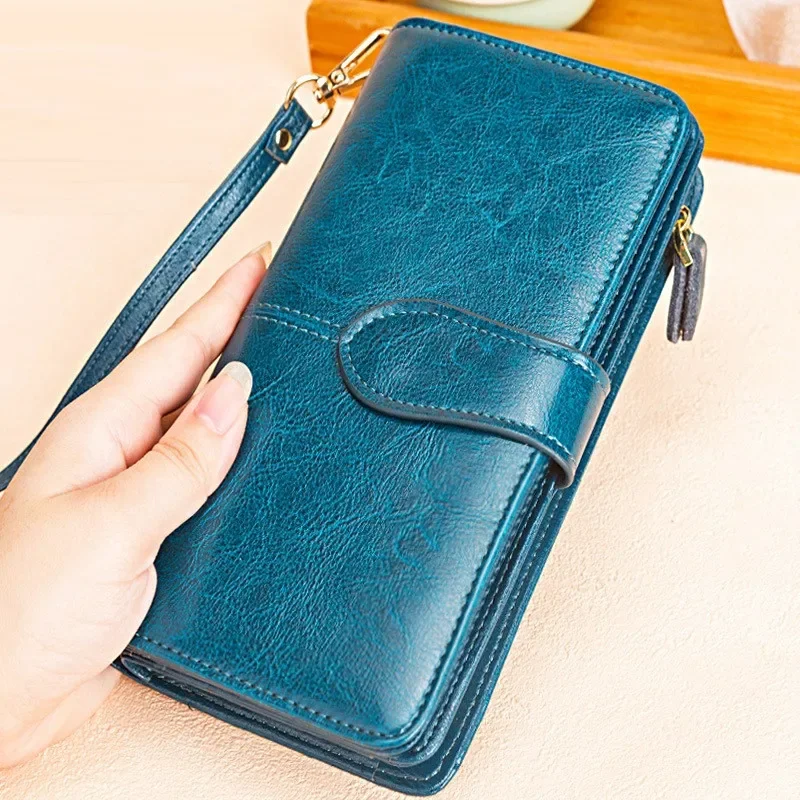 RFID Genuine Leather Wallet Women Long Ladies Card Holder Purse Large Capacity Female Wallets Big Cowhide Phone Bag
RFID Genuine Leather Wallet Women Long Ladies Card Holder Purse Large Capacity Female Wallets Big Cowhide Phone Bag