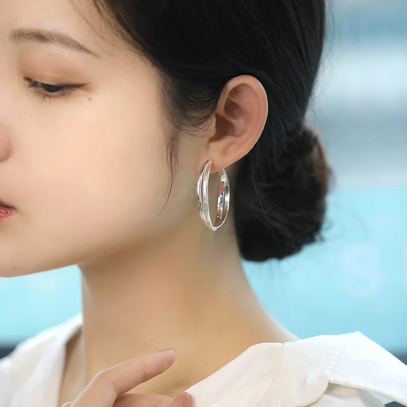 SA SILVERAGE Real 925 Sterling Silver Big Circle Hoop Earrings for Women Twist Simple Fine Jewelry Silver Drop Earrings
SA SILVERAGE Real 925 Sterling Silver Big Circle Hoop Earrings for Women Twist Simple Fine Jewelry Silver Drop Earrings