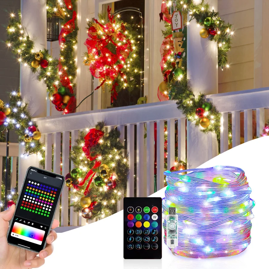 USB LED String Light Smart Bluetooth RGB Colorful Fairy Lights 5M 10M For Home Holiday Christmas Tree Wedding Decor Lighting
USB LED String Light Smart Bluetooth RGB Colorful Fairy Lights 5M 10M For Home Holiday Christmas Tree Wedding Decor Lighting