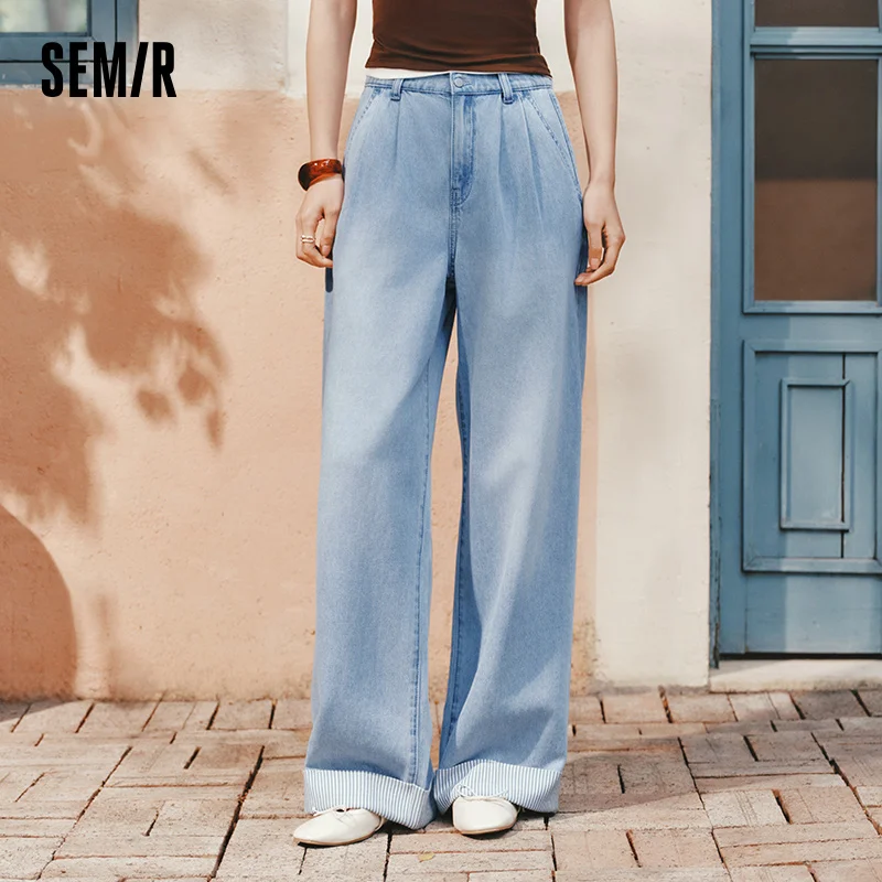 Женские джинсы Semir: мягкие, стильные, с пэчворком и полосками, широкие штанины, деним, лето 2026, модные, свободного кроя
Женские джинсы Semir: мягкие, стильные, с пэчворком и полосками, широкие штанины, деним, лето 2026, модные, свободного кроя