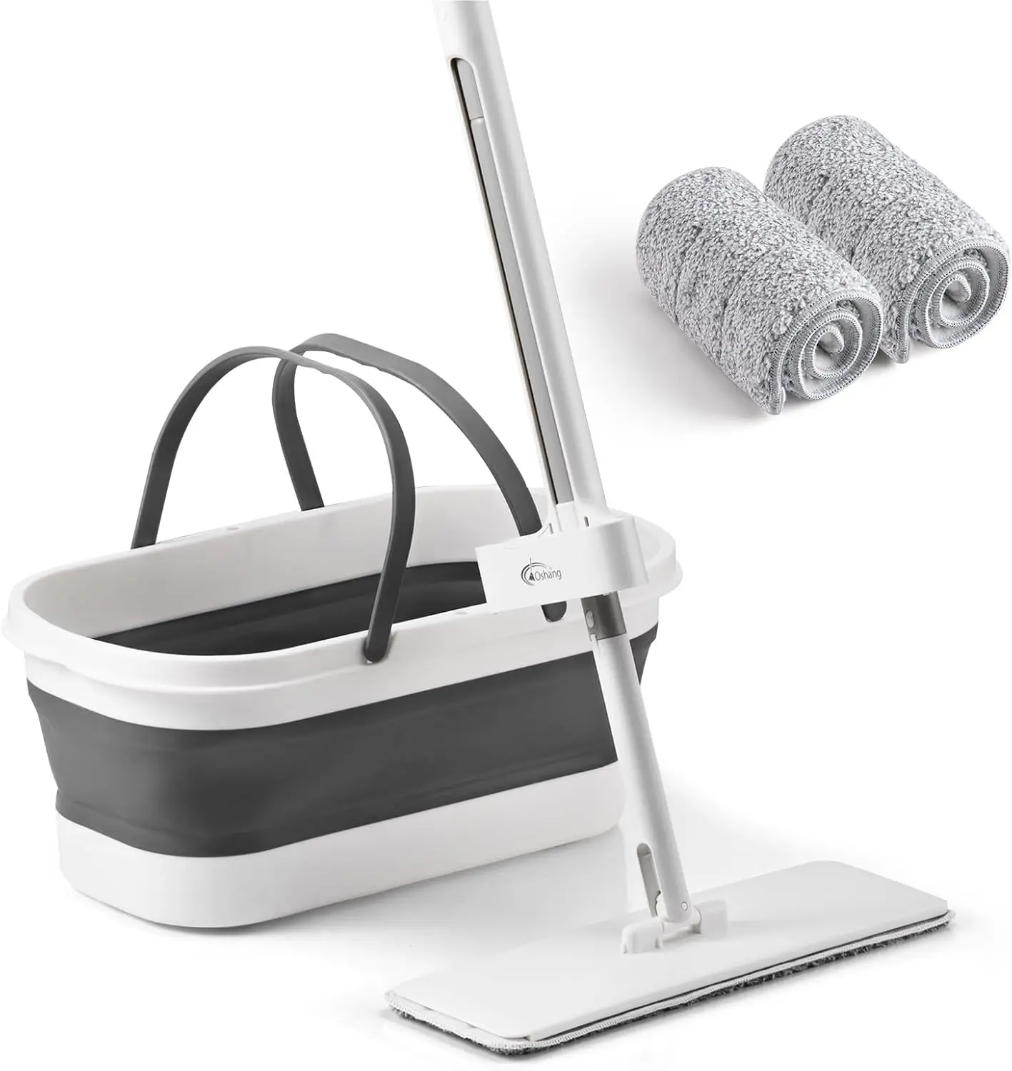 Flat Mop and Collapsible Bucket OG7 with Wheels, 2 Washable Reusable Microfiber Pads, Pure White
Flat Mop and Collapsible Bucket OG7 with Wheels, 2 Washable Reusable Microfiber Pads, Pure White