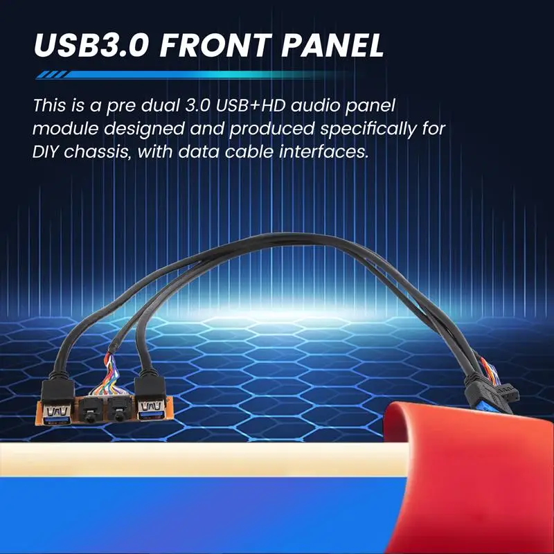 60Cm Front Case Panel USB3.0+USB3.0+HD Audio Jack Ports I/O Board+Internal Wire USB Bezel Line DIY Case Extension Line-X62A
60Cm Front Case Panel USB3.0+USB3.0+HD Audio Jack Ports I/O Board+Internal Wire USB Bezel Line DIY Case Extension Line-X62A
