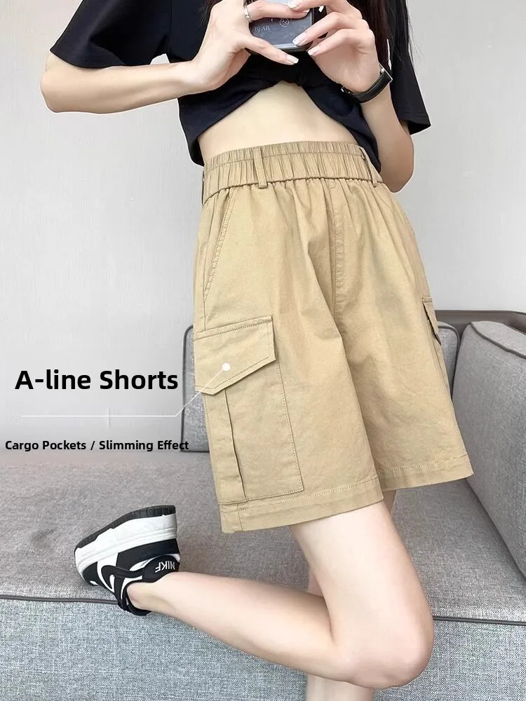 Casual Cotton Workwear Shorts Women's Summer Thin A-Line Loose Slim High Waist Five-Quarter Elastic Waist Straight Leg Pants
Casual Cotton Workwear Shorts Women's Summer Thin A-Line Loose Slim High Waist Five-Quarter Elastic Waist Straight Leg Pants