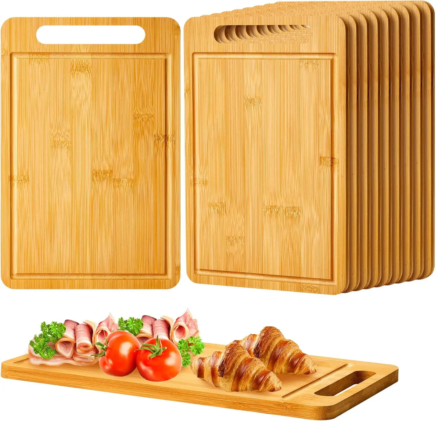 10 Pcs Bamboo Wood Cutting Board with Handle 12 x 7.8 Inch Kitchen Chopping Boards for Pizza, Bread, Charcuterie, Fruit
10 Pcs Bamboo Wood Cutting Board with Handle 12 x 7.8 Inch Kitchen Chopping Boards for Pizza, Bread, Charcuterie, Fruit