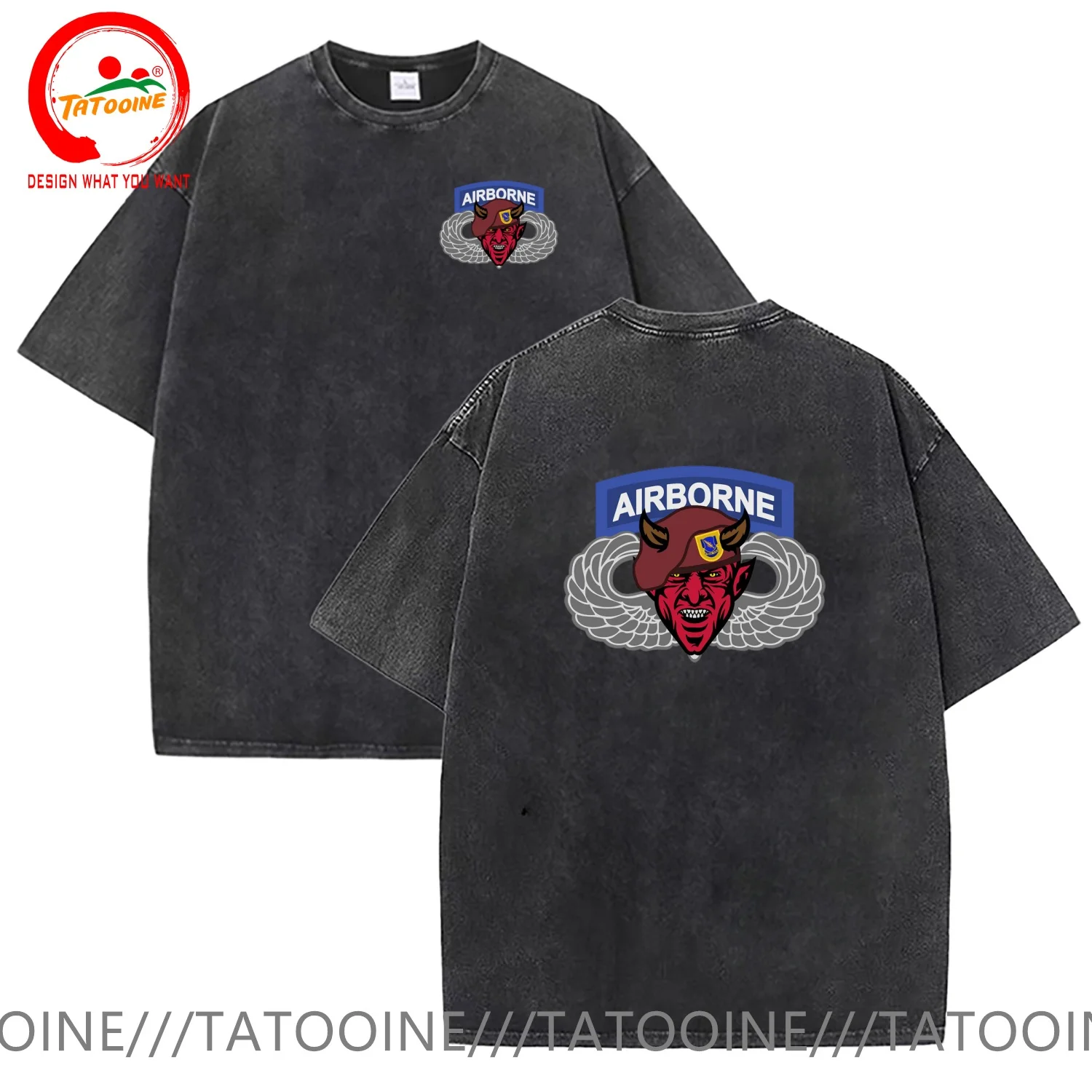 Vintage Washed Cotton T-Shirt Funny Designer US Army Airborne 504th Devil Airborne T Shirt Men Fashion Trendy Casual Clothing
Vintage Washed Cotton T-Shirt Funny Designer US Army Airborne 504th Devil Airborne T Shirt Men Fashion Trendy Casual Clothing