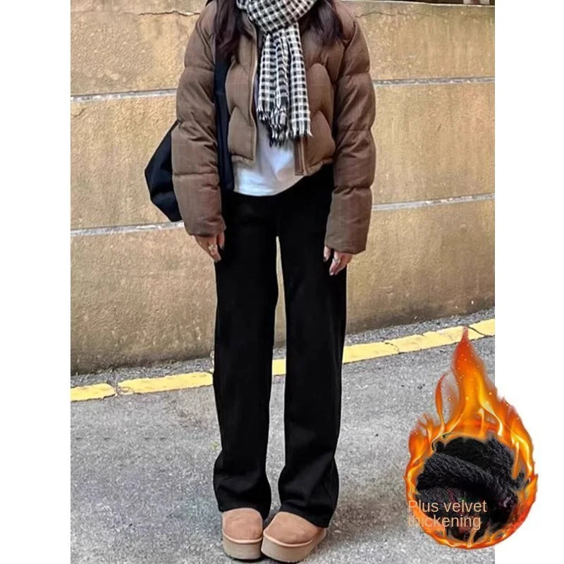 Джинсы Y2k, женские джинсы, новинка 2025, свободные прямые брюки с высокой талией, эластичные черные зимние расклешенные брюки на флисовой подкладке, широкие брюки
Джинсы Y2k, женские джинсы, новинка 2025, свободные прямые брюки с высокой талией, эластичные черные зимние расклешенные брюки на флисовой подкладке, широкие брюки