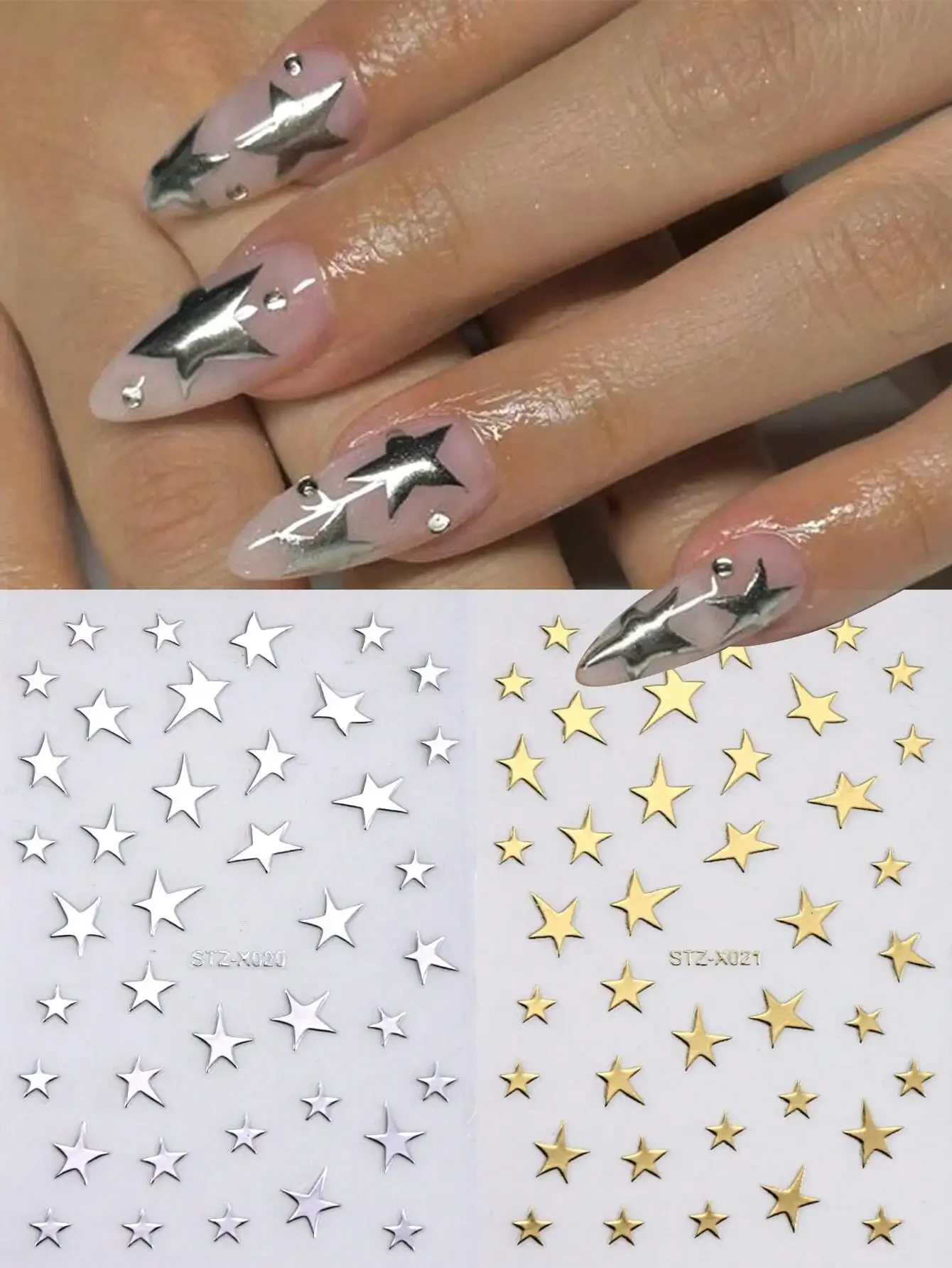 FULL BEAUTY 2pcs Black White Star Nail Sticker Y2K Mix Size Skewed Star Cute Five-Pointed Star Punk Metal Nail Charm Nail Decals Decorations Nail Supplies Nails Nail Stickers
FULL BEAUTY 2pcs Black White Star Nail Sticker Y2K Mix Size Skewed Star Cute Five-Pointed Star Punk Metal Nail Charm Nail Decals Decorations Nail Supplies Nails Nail Stickers