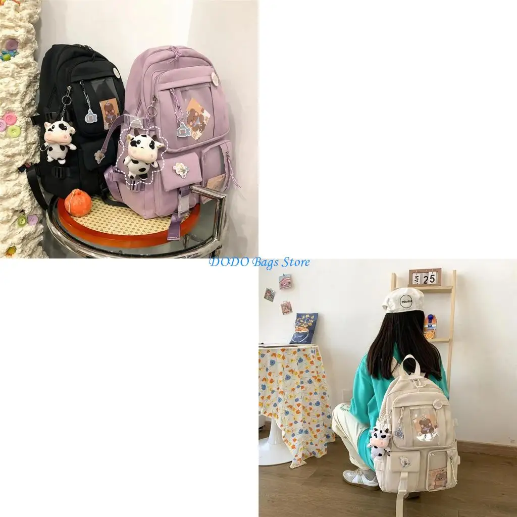 Женский студенческий милый рюкзак Harajuku в японском стиле, эстетичная школьная сумка с несколькими карманами и подвеской для
Женский студенческий милый рюкзак Harajuku в японском стиле, эстетичная школьная сумка с несколькими карманами и подвеской для