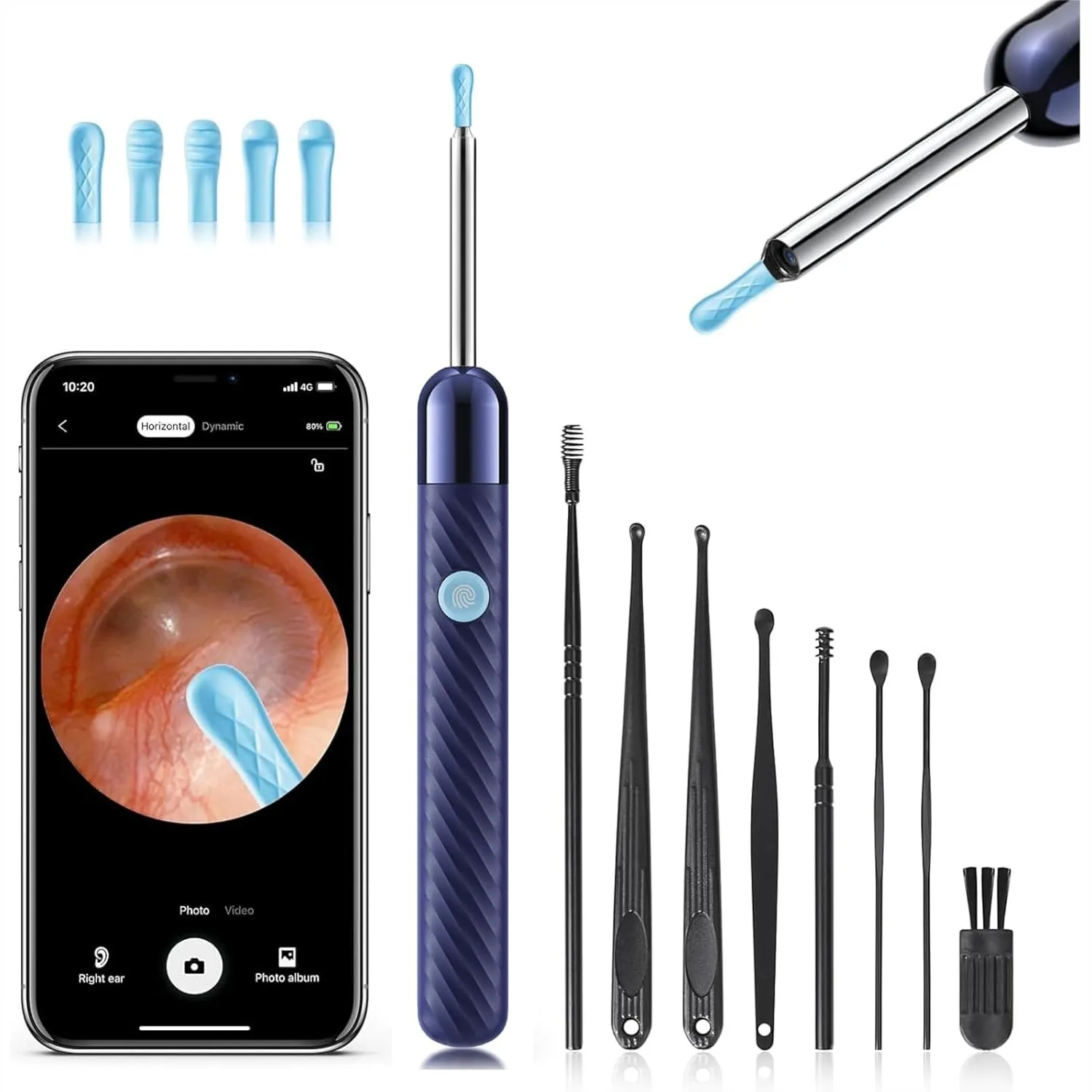 Ear Wax Removal Kit with 1080P HD Camera, Otoscope with Light and 6 Ear Picks for iPhone Android
Ear Wax Removal Kit with 1080P HD Camera, Otoscope with Light and 6 Ear Picks for iPhone Android
