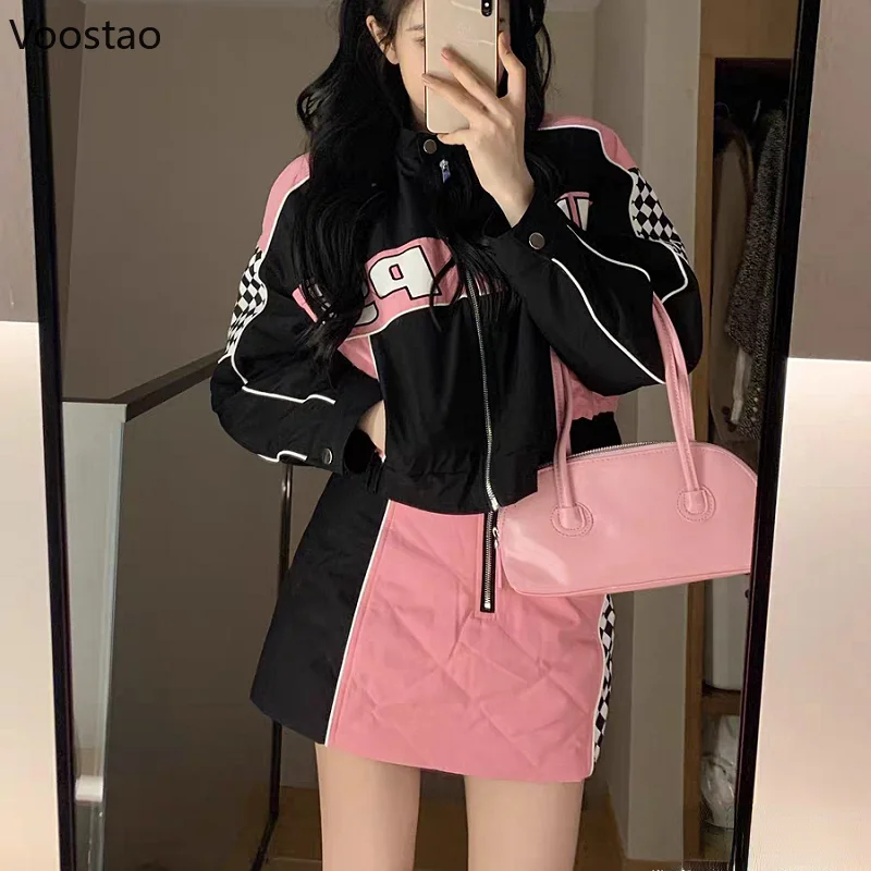 Autumn Harajuku Moto Biker Jackets Mini Skirt Set Women Sweet Y2k Baseball Uniform Coat 2 Piece Sets Spring Girls Gothic Suit
Autumn Harajuku Moto Biker Jackets Mini Skirt Set Women Sweet Y2k Baseball Uniform Coat 2 Piece Sets Spring Girls Gothic Suit
