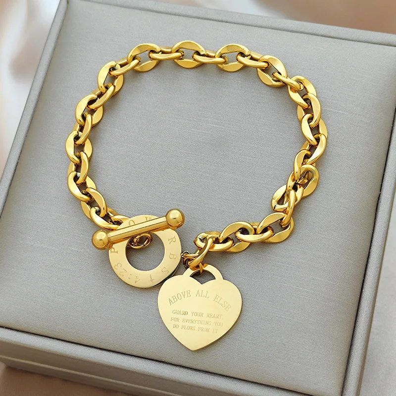1pc Stainless Steel Bracelet With Heart Pendant, Double Heart OT Buckle Couple Bracelet Unisex
1pc Stainless Steel Bracelet With Heart Pendant, Double Heart OT Buckle Couple Bracelet Unisex