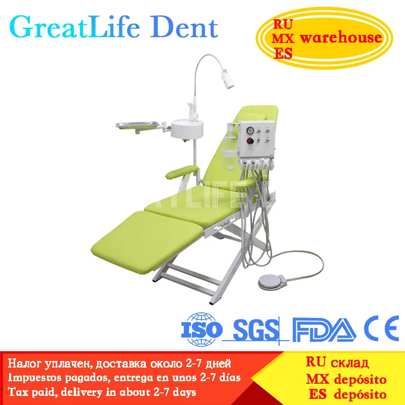 GreatLife Dent Cheap Dental Unit Dental Chair Complete Set Dental Folding Chair Sale with Led Lamp and Portable Turbine Unit
GreatLife Dent Cheap Dental Unit Dental Chair Complete Set Dental Folding Chair Sale with Led Lamp and Portable Turbine Unit