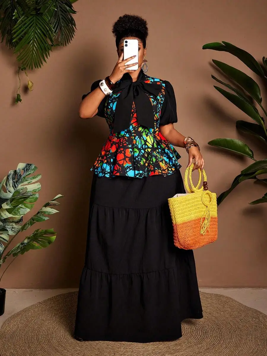 Womens Digital Print Bow Tie Ruffle Hem Short Sleeve Blouse Plus Size Casual Top
Womens Digital Print Bow Tie Ruffle Hem Short Sleeve Blouse Plus Size Casual Top
