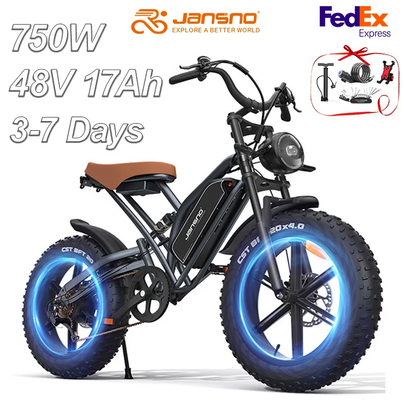 Adults Electric Bike 750/250W JANSNO X50 Removable battery 48V17AH Fat Tire 20" Off Road Mountain Ebike 25MPH Moped Style Ebike
Adults Electric Bike 750/250W JANSNO X50 Removable battery 48V17AH Fat Tire 20" Off Road Mountain Ebike 25MPH Moped Style Ebike