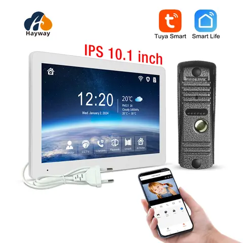 Hayway Tuya Wireless Video intercom Kit 10 "IPS Full Touch Screen 1080P Camera With Mobile Detection Support one-key Unlock