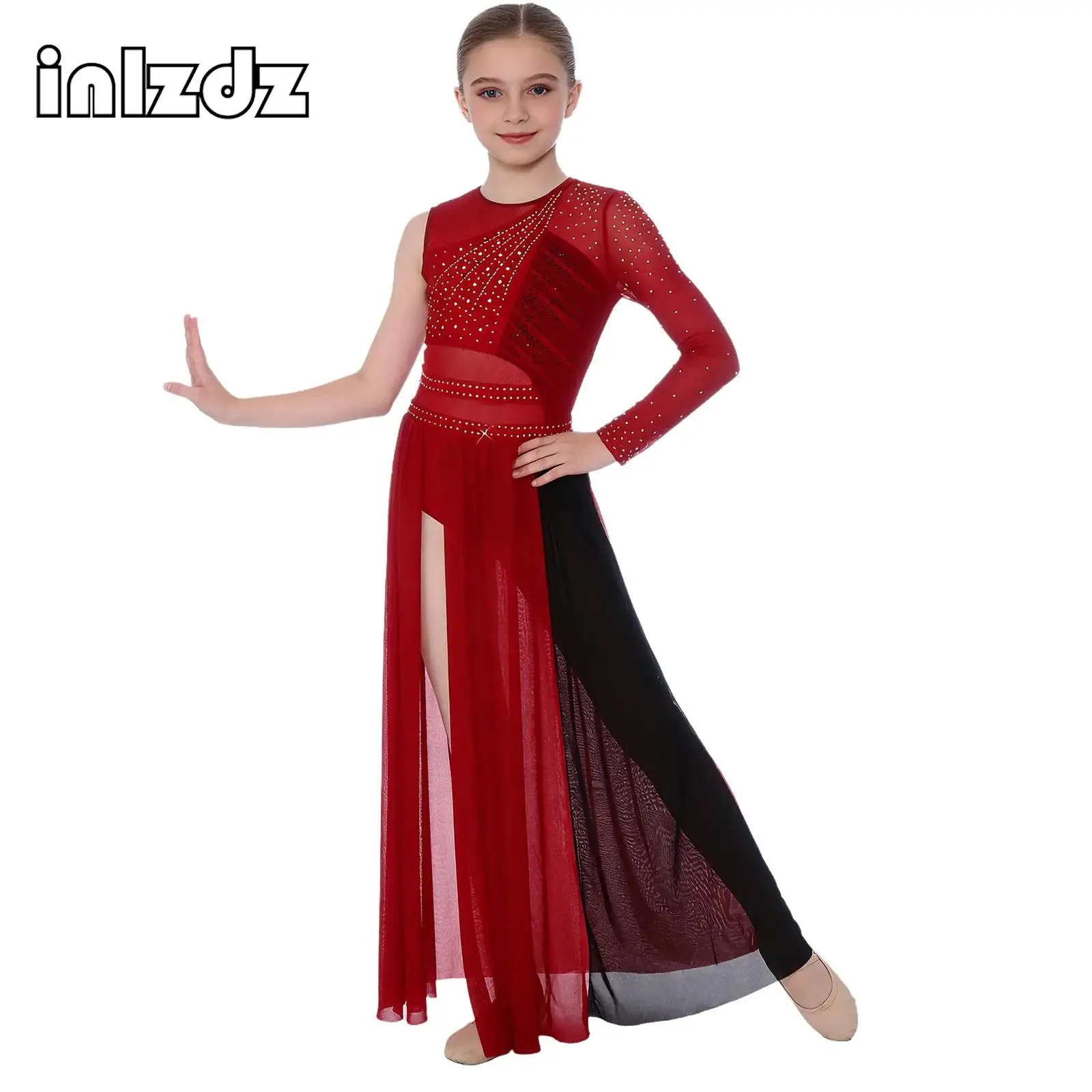 Kids Girls Lyrical Contemporary Dance Dress Patchwork Side Split Mesh Shiny Rhinestones Dresses Competition Performance Costumes
Kids Girls Lyrical Contemporary Dance Dress Patchwork Side Split Mesh Shiny Rhinestones Dresses Competition Performance Costumes