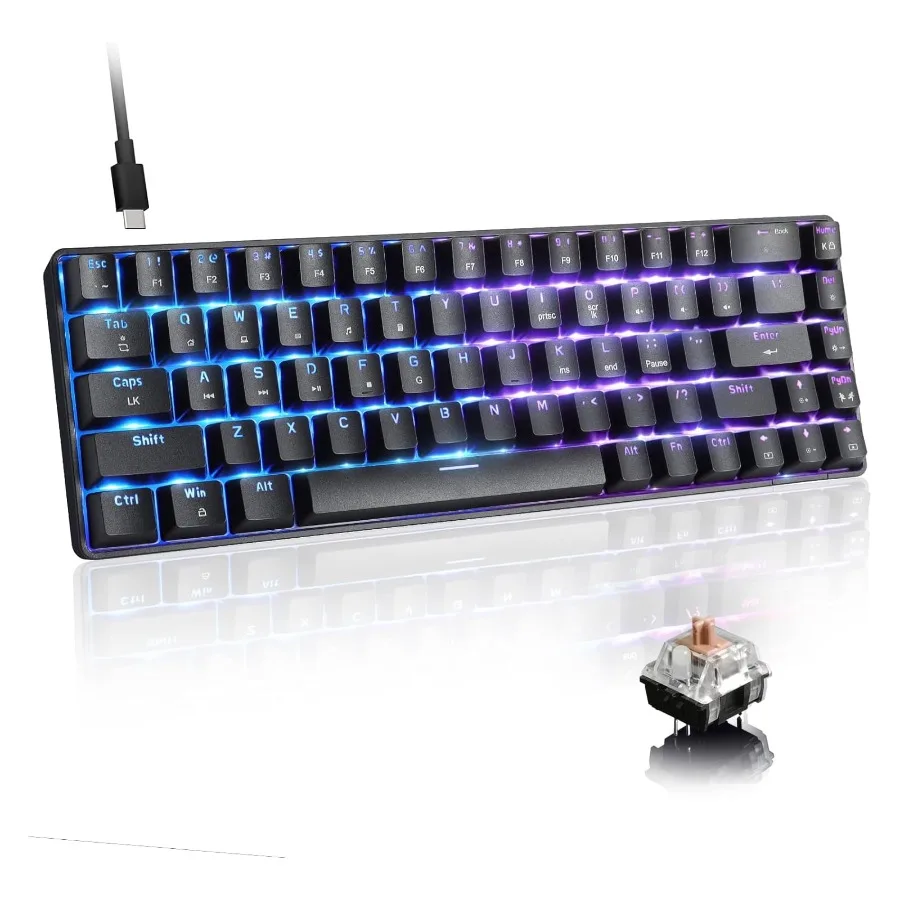 T8 60% Wired Mechanical Keyboard, Portable, RGB, For PC, Brown Switch Black
T8 60% Wired Mechanical Keyboard, Portable, RGB, For PC, Brown Switch Black