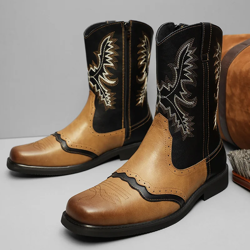 Мужские ковбойские сапоги с вышивкой в стиле ретро, кожаные ботинки на платформе, мужские высокие сапоги без шнуровки, большие размеры, высококачественные ботинки в стиле вестерн
Мужские ковбойские сапоги с вышивкой в стиле ретро, кожаные ботинки на платформе, мужские высокие сапоги без шнуровки, большие размеры, высококачественные ботинки в стиле вестерн