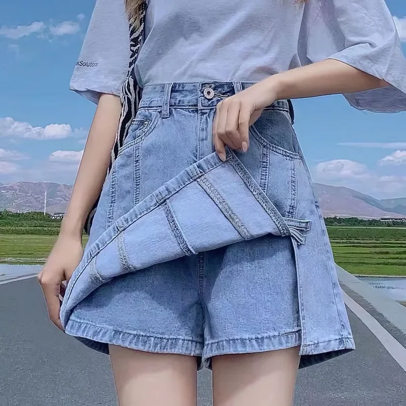Denim Skirt Summer New Version Loose Versatile Student Jean Culotte Small Women Fake Two A-line High-waiste Shorts Skirts S668
Denim Skirt Summer New Version Loose Versatile Student Jean Culotte Small Women Fake Two A-line High-waiste Shorts Skirts S668