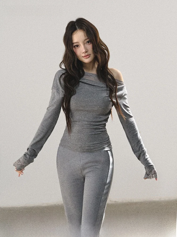 Lulusmiracle Iceberg Grey Asymmetrical Shoulder Slim Fit Woolen Top Flared Casual Pants Women's Fashion Set High Waist Long L...
Lulusmiracle Iceberg Grey Asymmetrical Shoulder Slim Fit Woolen Top Flared Casual Pants Women's Fashion Set High Waist Long L...