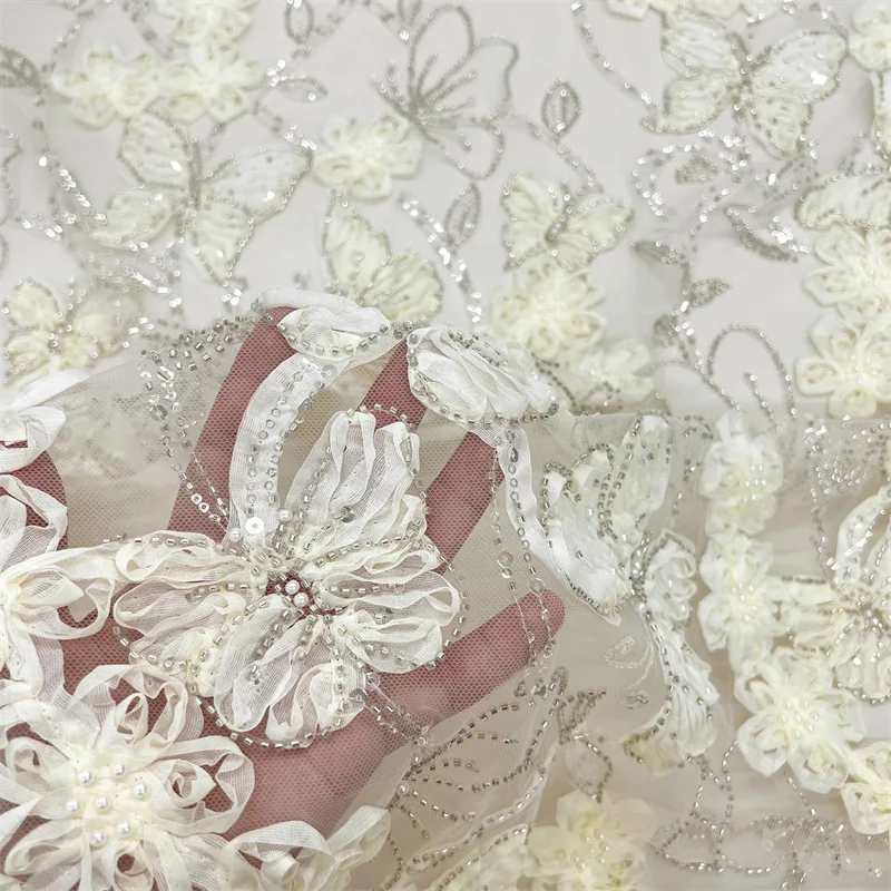 New beaded mesh fabric,3D flower and butterfly pearl embroidered fabric for wedding dresses,evening gowns,DIY sewing fabric
New beaded mesh fabric,3D flower and butterfly pearl embroidered fabric for wedding dresses,evening gowns,DIY sewing fabric