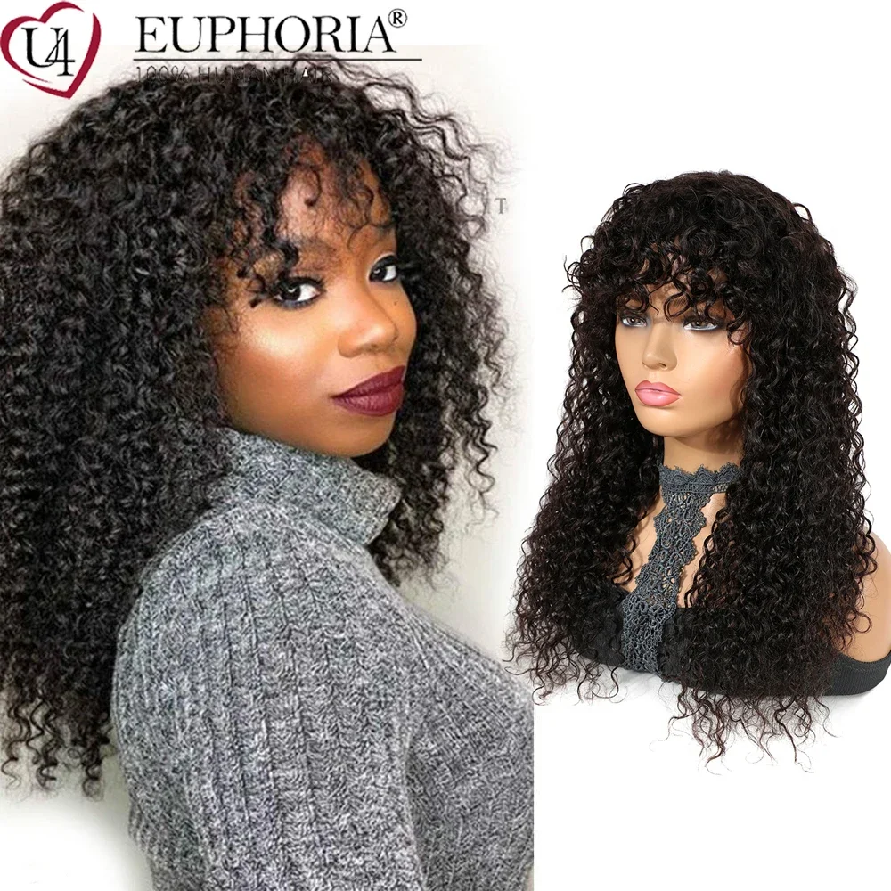 Natural Color Kinky Curly Hair Wigs Brazilian Remy 100% Human Hair Full Machine Made Cheap Wigs With Bangs Euphoria
Natural Color Kinky Curly Hair Wigs Brazilian Remy 100% Human Hair Full Machine Made Cheap Wigs With Bangs Euphoria
