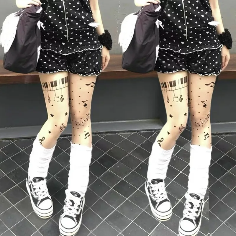 Gothic Music Notes Print Tights for Women Personalized Stocking Thin High Elasticity Black Skin Leggings Spicy Girls Y2K Hosiery
Gothic Music Notes Print Tights for Women Personalized Stocking Thin High Elasticity Black Skin Leggings Spicy Girls Y2K Hosiery